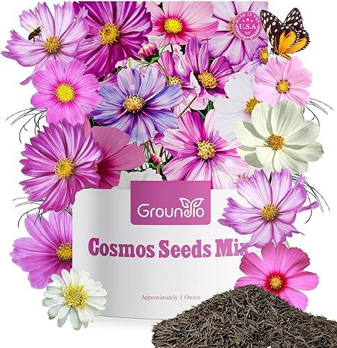 Cosmos Seeds - Mezcla de flores silvestres de 1 oz, más de 3,000 + 4 variedades de semillas de flores para plantar (Radiancia, pureza, meñique,