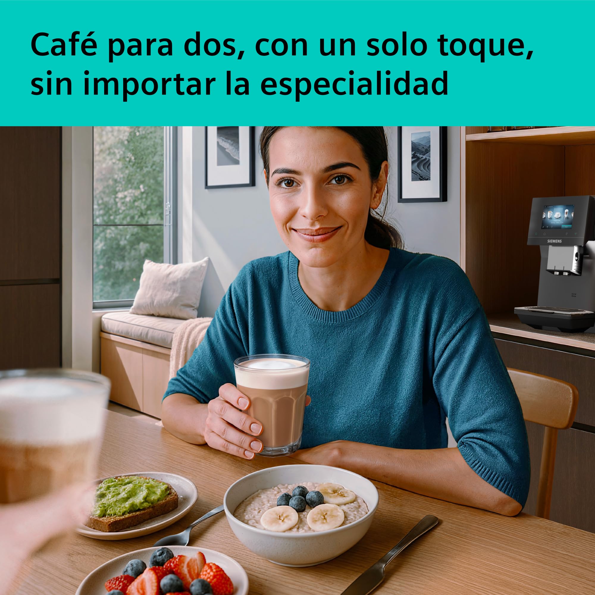 SIEMENS, Cafetera Superautomática, EQ700 iAroma, pantalla táctil, Cold Brew y Slow Brew, App Home Connect, morning haze, TP725E01