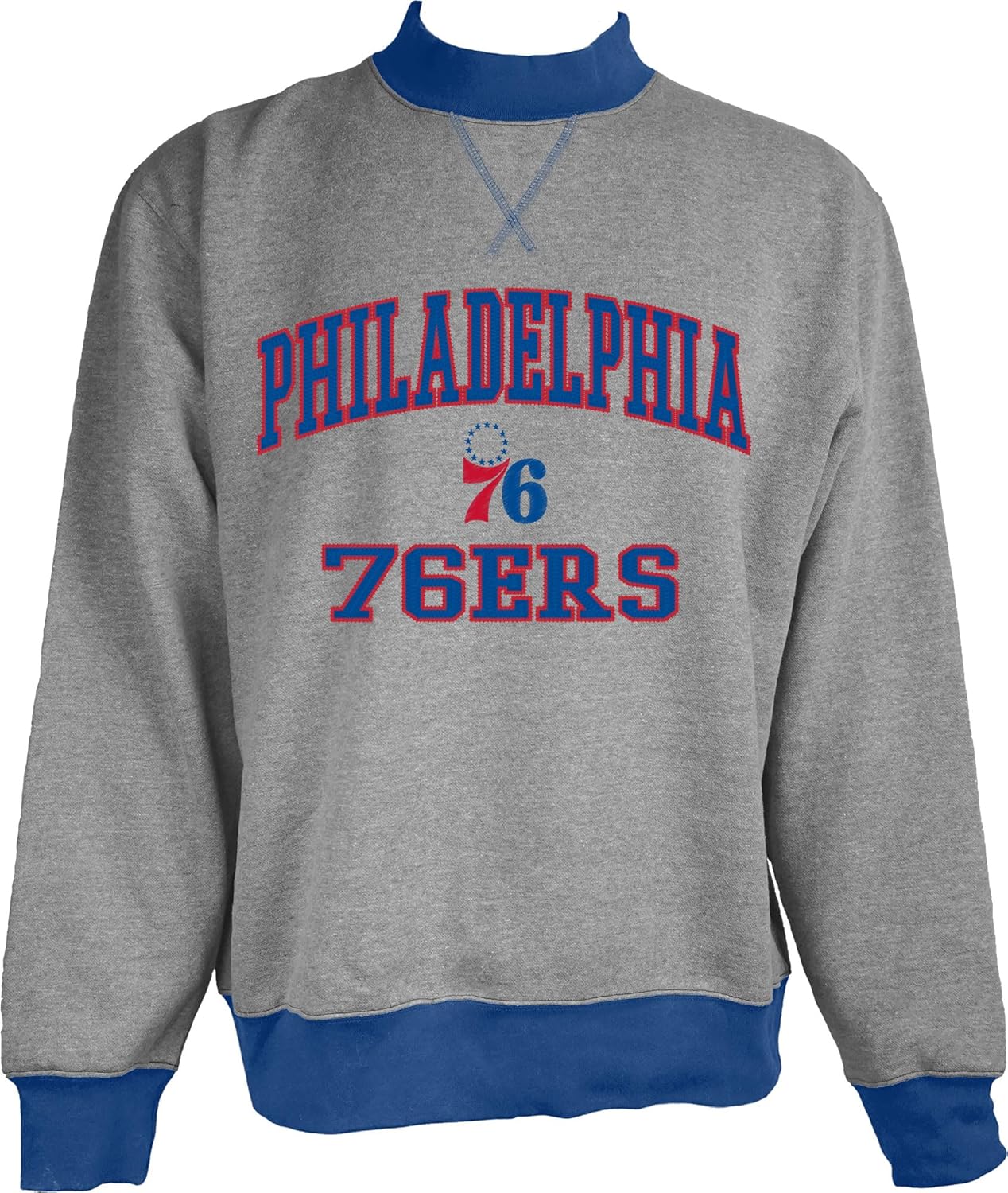 Blue 84 NBA Officially Licensed Mock Crewneck Sweatshirt Applique Embroidery - Image 3
