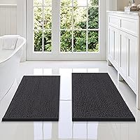 Vista 135 de Smiry - Juego de alfombras de baño de 2 piezas, suaves, absorbentes, de felpilla, lavables a máquina, antideslizantes, para bañera, ducha y piso Gris