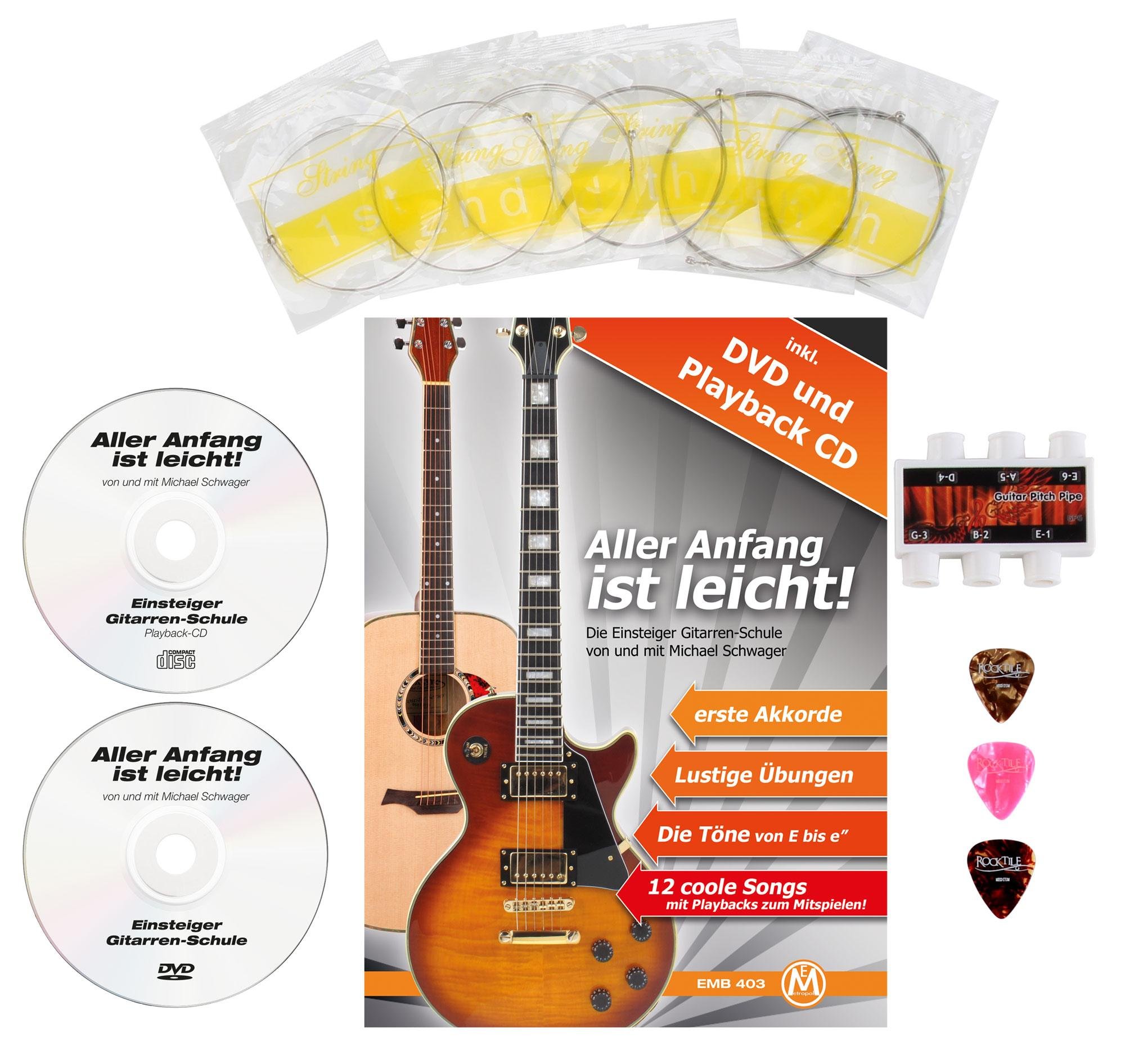 Fender CD 60 BK Set Western chitarra (con tasche, clip tuner, Scuola di Chitarra con CD & DVD, corde e plettri) nero