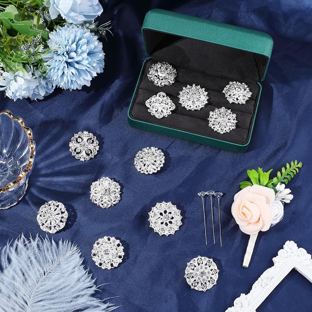 113 broche de Plata con Diamantes de Imitación Broche de Flores Alfiler de Ramo con Cabeza Recta Flores A Granel Ramillete Kit de Joyería para Boda Accesorio Insignia de Solapa Decoración DIY