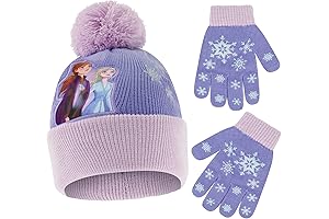 Girls Kids Frozen Winter Accessory Beanie Snow Hat & Soft Gloves Set