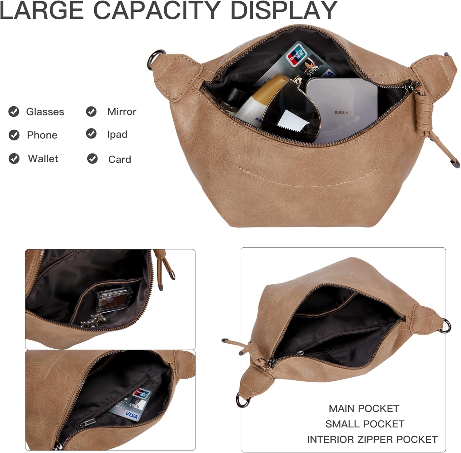 Fanny Packs Waist Bag for Women-Fashion Crossbody Bags Chest Purses Belt Bag with 2 Adjustable Strap (B-Apricot) - Image 5