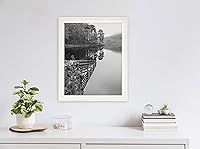 Vista 5 de MCS - Marco para póster con estilo de museo, veta de madera blanca, para colgar vertical y horizontal en la pared, marco grande para fotos, pósters