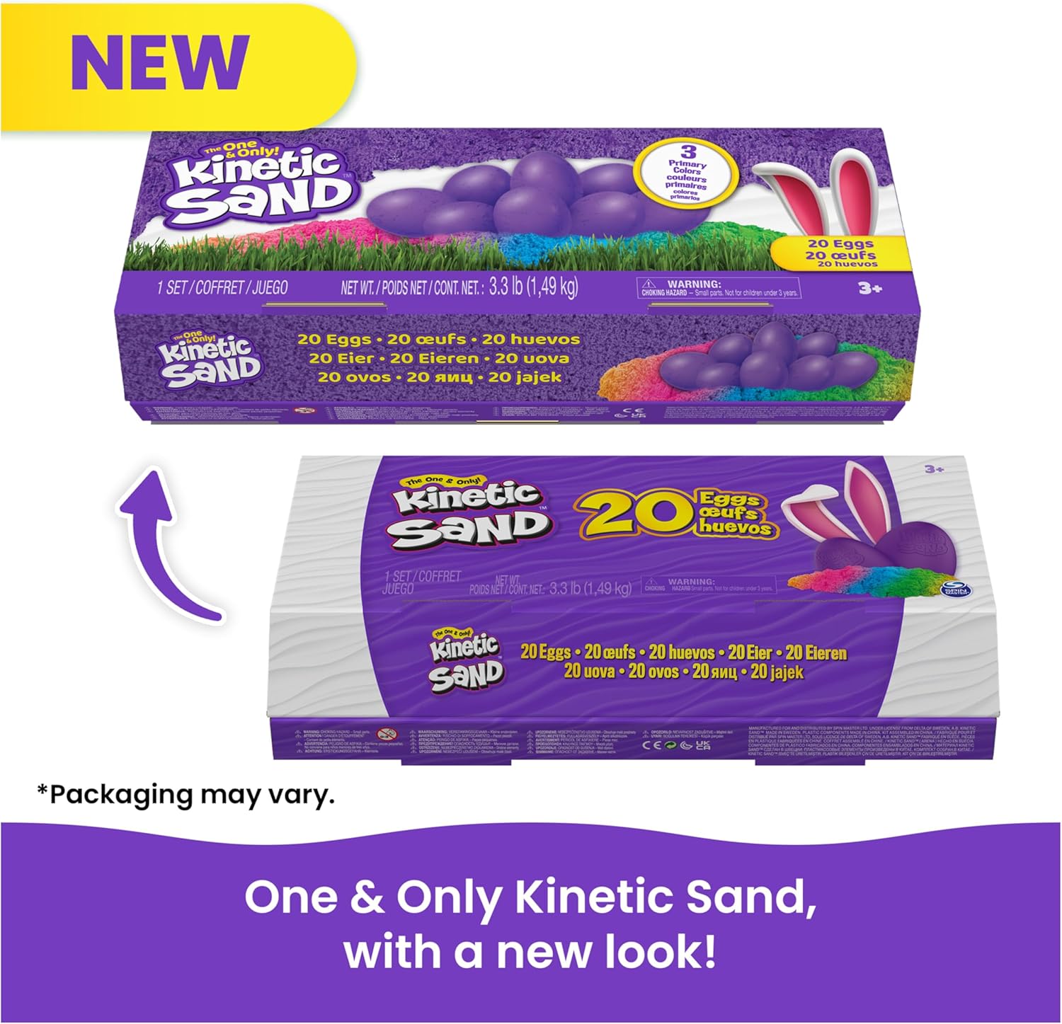 Kinetic Sand, 20-Pack Eggs with 3.3lbs Red, Yellow & Blue Play Sand for Egg Hunts, Party Favors & Goodie Bags, Sensory Toys for Kids Ages 3 and up