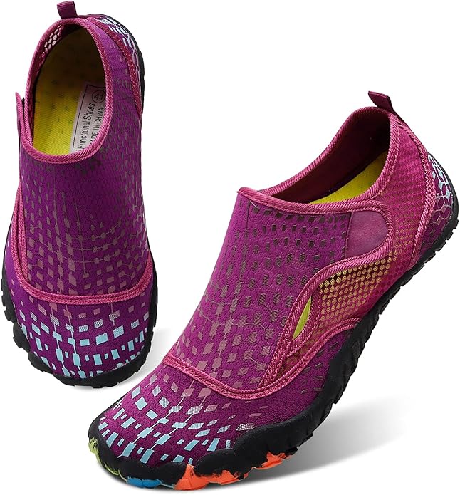 L-RUN Athletic Hiking Water Shoes Upper with stretch breathable ultra light weight fabric for fast draining and cross ventilation,