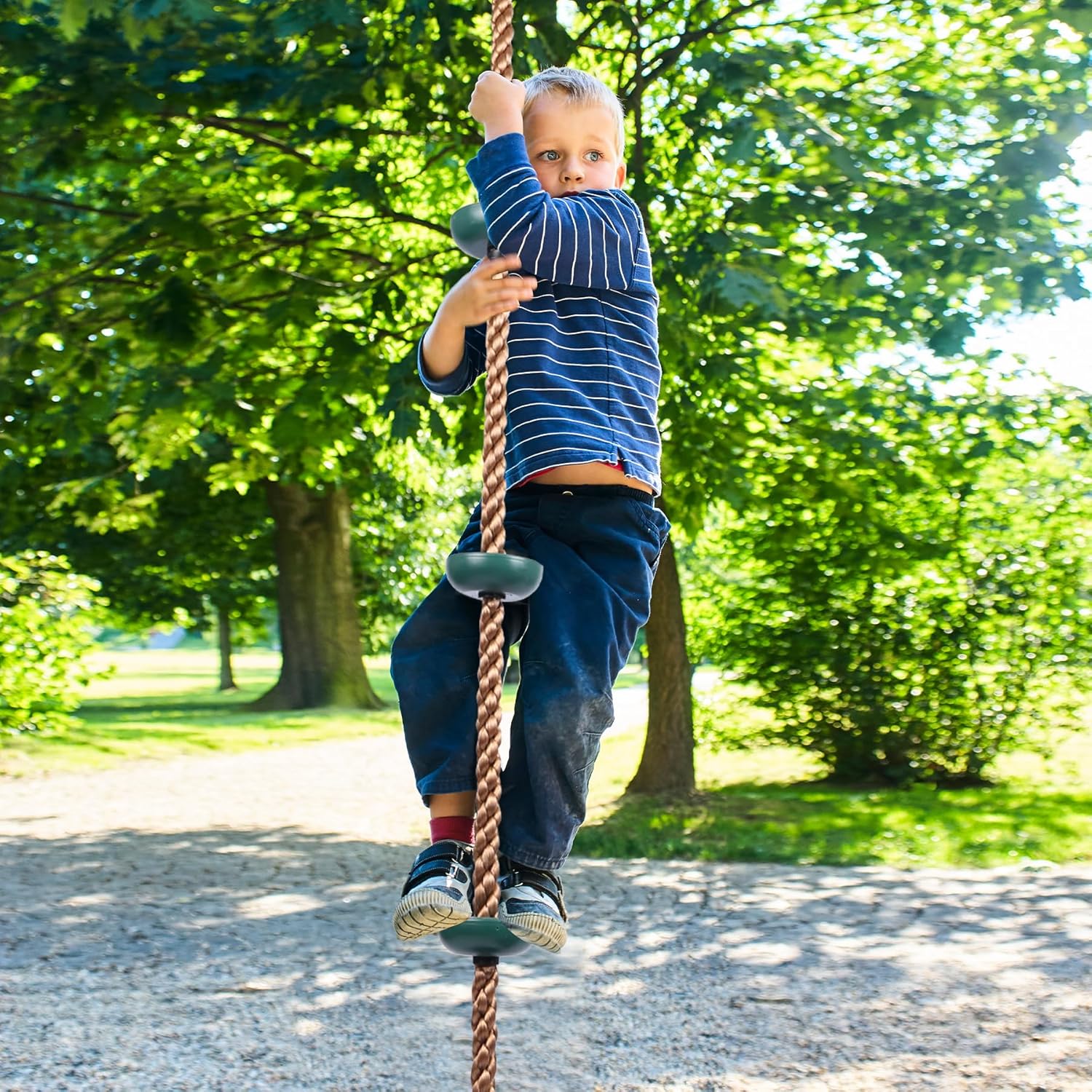 RedSwing Climbing Rope Swing for Trees, Heavy Duty Plastic Disc Swing Seat for Kids and Adults with Hanging Strap and Snap Hooks,Green