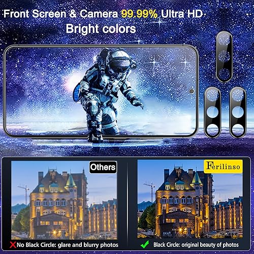 Miniatura 7 de Ferilinso Paquete de 4 protectores de pantalla para Samsung Galaxy S24 Plus con 4 protectores de lente de cámara de vidrio templado para fundas de