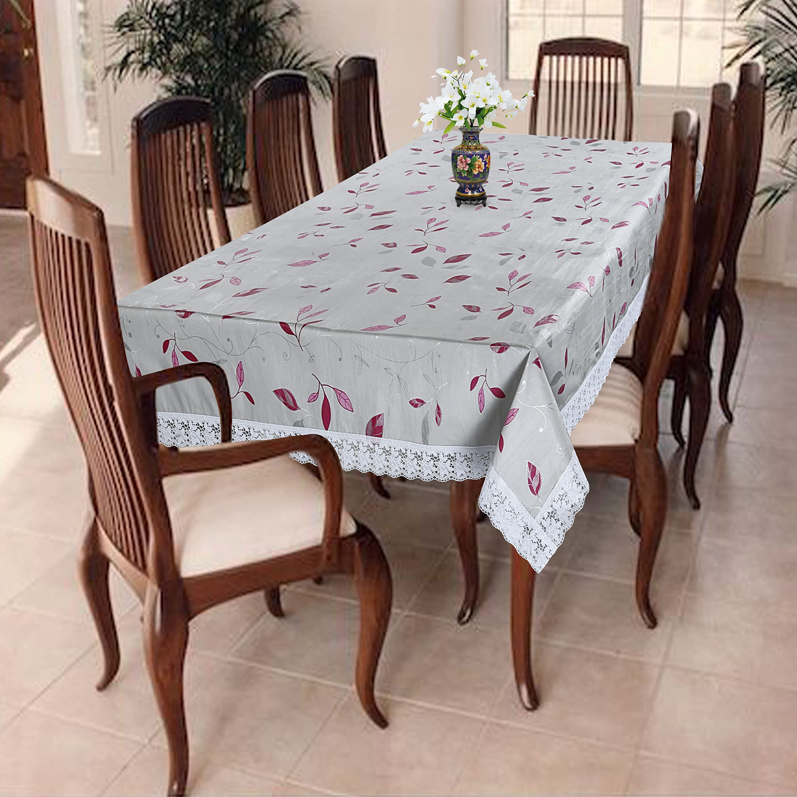 Homerz Waterproof 6 to 8 Seater Dining Table Cover, 60 x 90 inch Size (Pink Leaf On Grey) (B0BVN321GB) Amazon Price History, Amazon Price Tracker