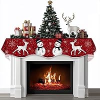 Vista 19 de Bufanda de Navidad para chimenea, cubierta decorativa para Navidad, invierno, mantel superior