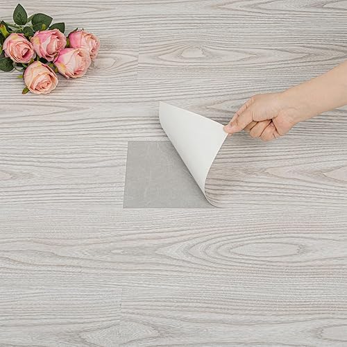 Peel and Stick Floor Tile Wood Grain Texture, Self-Adhesive and