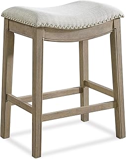 ROME + OAK Parker 26 Inch Counter Stool, Backless Saddle Kitchen Barstoo...