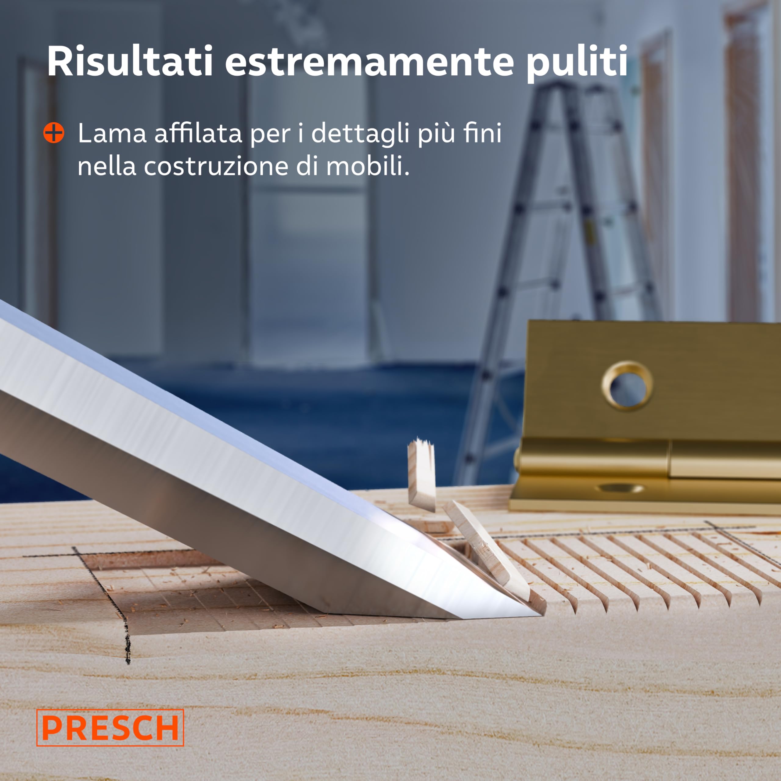 Presch Scalpello per legno 16mm - Completamente levigato per utilizzo immediato - Per professionisti con 25° angolo e robusta battuta in metallo - Impugnatura ergonomica per presa sicura
