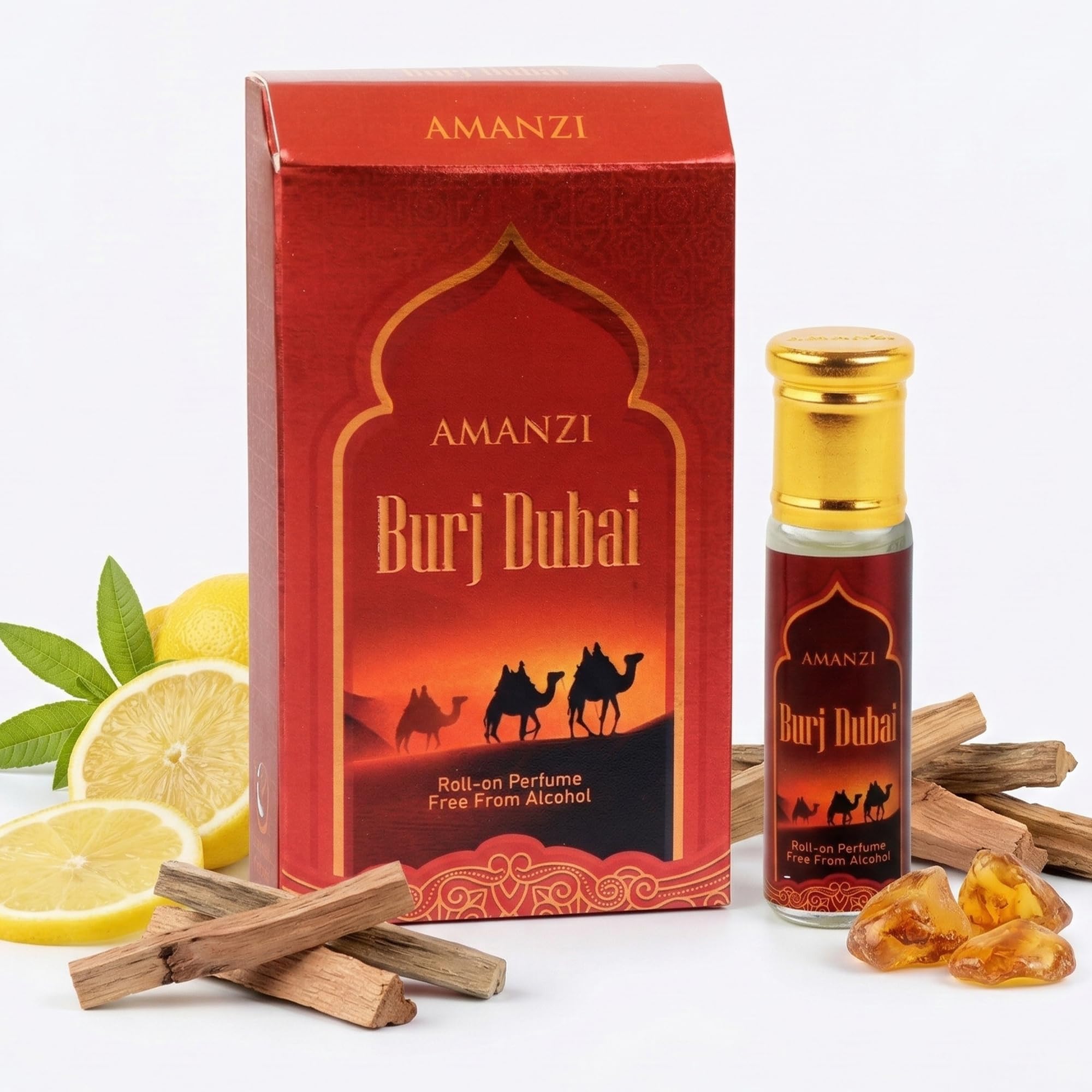 AMANZI Burj Dubai Roll On Attar Perfume Pack of 3 (6ml Each) | Alcohol Free Long Lasting Unisex Fragrance Oil | Oriental attar | Pocket Travel Size Perfume for Men & Women