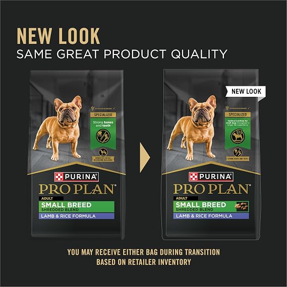 Purina Pro Plan Small Breed Dry Dog Food, Shredded Blend Lamb, 18 lb Bag | Lamb & Rice Formula small dog food with probiotics, high protein to meet needs of highly active adult dogs