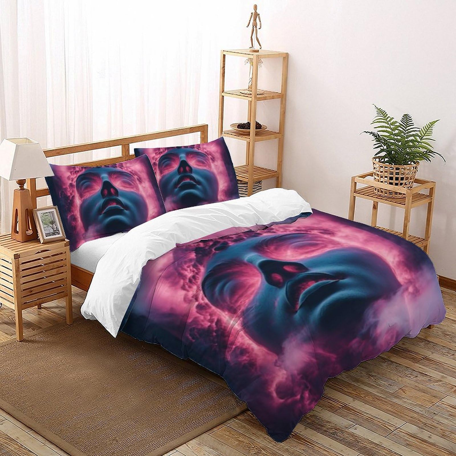 Housse de couette microfibre 200x200 cm imprimée sans pli pour grand lit de fille