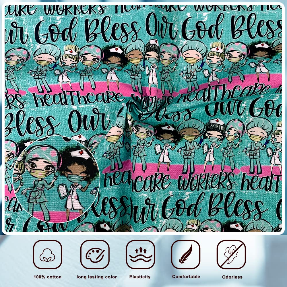 niaahinn Unisex Medical Scrub Caps Cartoon Printing Working Hat Multicolor Nursing Caps for Nurses (24022)