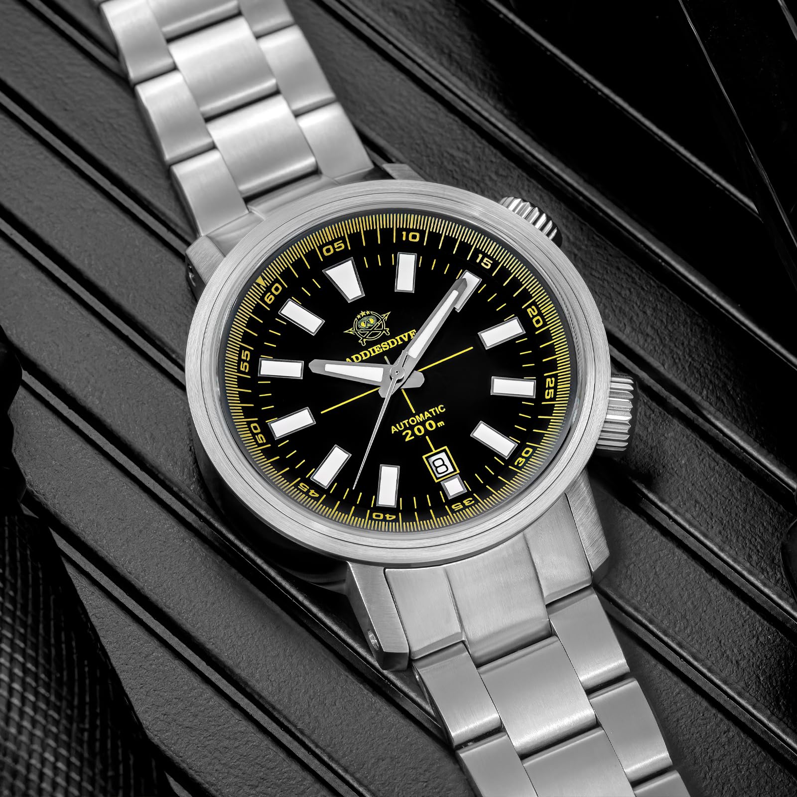 ADDIESDIVE 42 mm męski mechaniczny zegarek do nurkowania z obrotowym wewnętrznym bezelem, mechanizm 8215, wodoodporność do 200 m, BGW9, świecące szkło szafirowe, AD2093