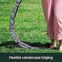 Vista 2 de Beuta - Bordes de piedra sintética con picos de anclaje para entrada, patio o jardín, borde de ladrillos flexibles, sección de 6 ladrillos