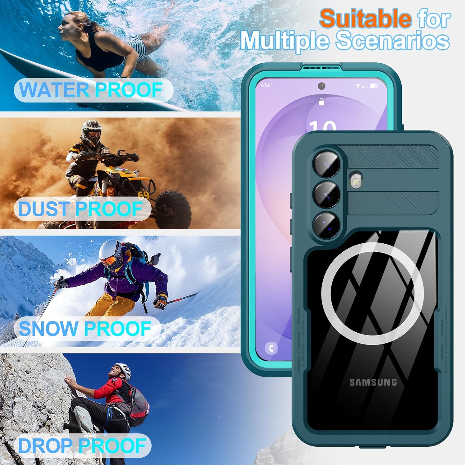 GOLDJU for Samsung Galaxy S26 Case Waterproof, Galaxy S26 Case with Built-in Screen & Lens Protector, Shockproof Full Body Protection Phone Case, Compatible with MagSafe/Wireless Charging, Blue