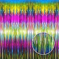 Vista 13 de GOER - Cortinas de tiras metálicas/oropel para fiestas, telón de fondo para fotos, cumpleaños, graduaciones, Año Nuevo, bodas, de 3.2 x 9.8 pies