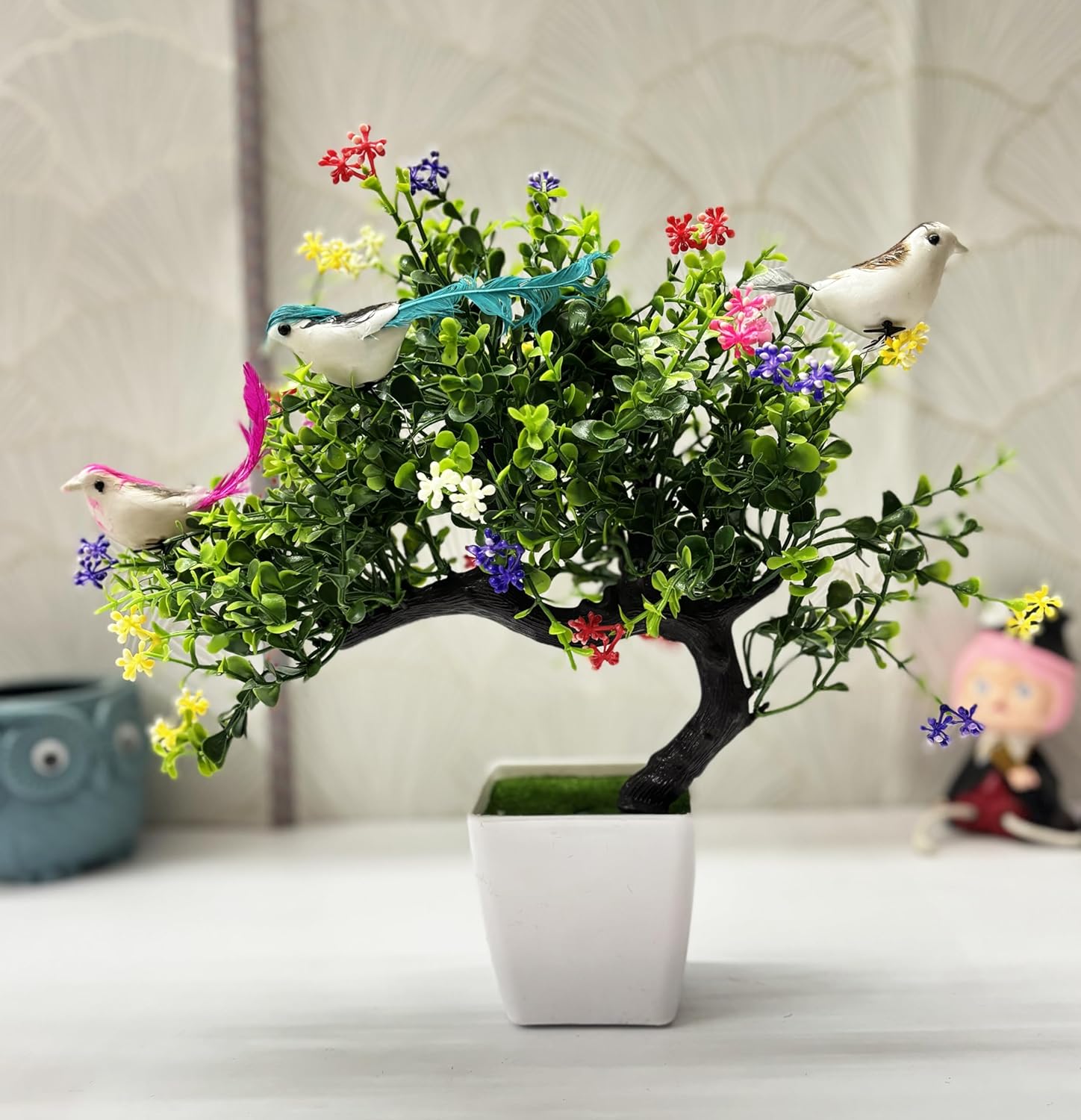 Dekorly Artificial Bonsai Plants with Pot, Bedroom Living Room Decor, Home Office Decor, Tabletop Top Working Desk Decor, Festival Decor Houseawarming (Design-B)