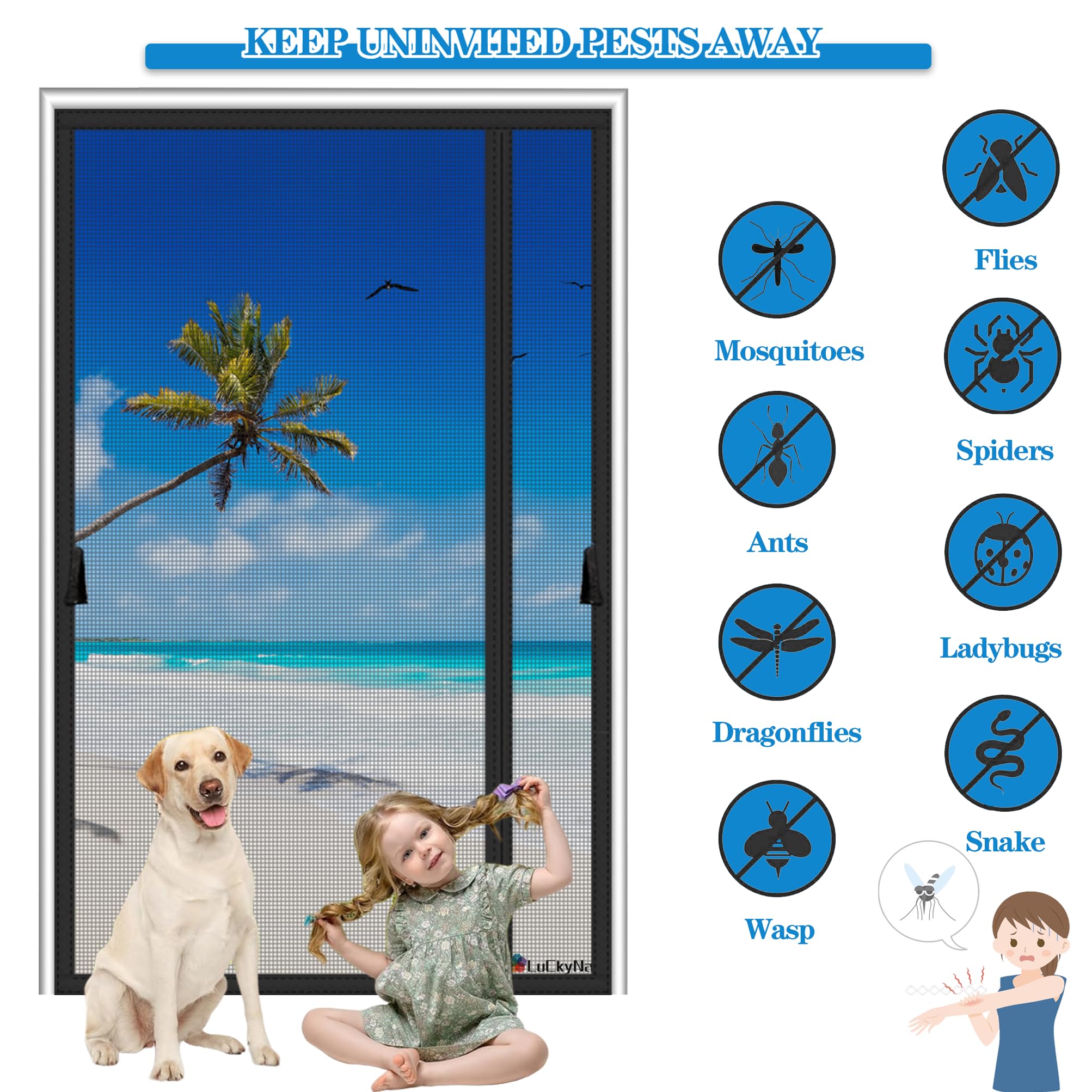 Fly Screen Door, Magnetic Insect Protection, 133 X 182 Cm, Magnetic Insect Protection, Easy Installation, No Drilling Required, For Balcony Door, Patio Door, Black - View #4