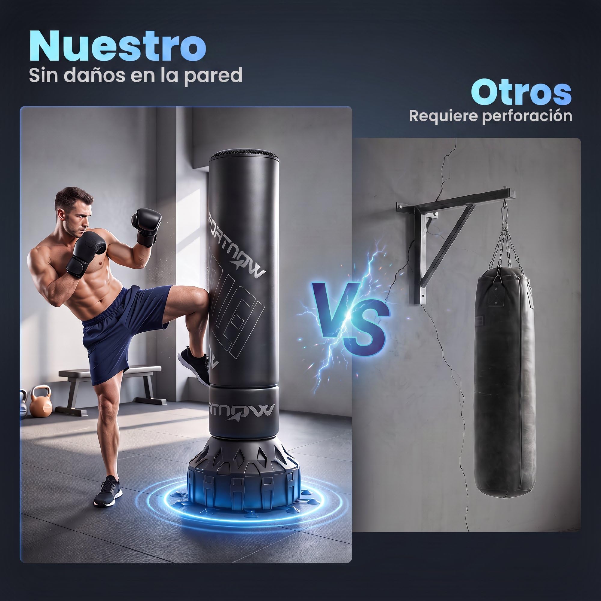 SPORTNOW Saco de Boxeo de Pie para Adultos 180 cm