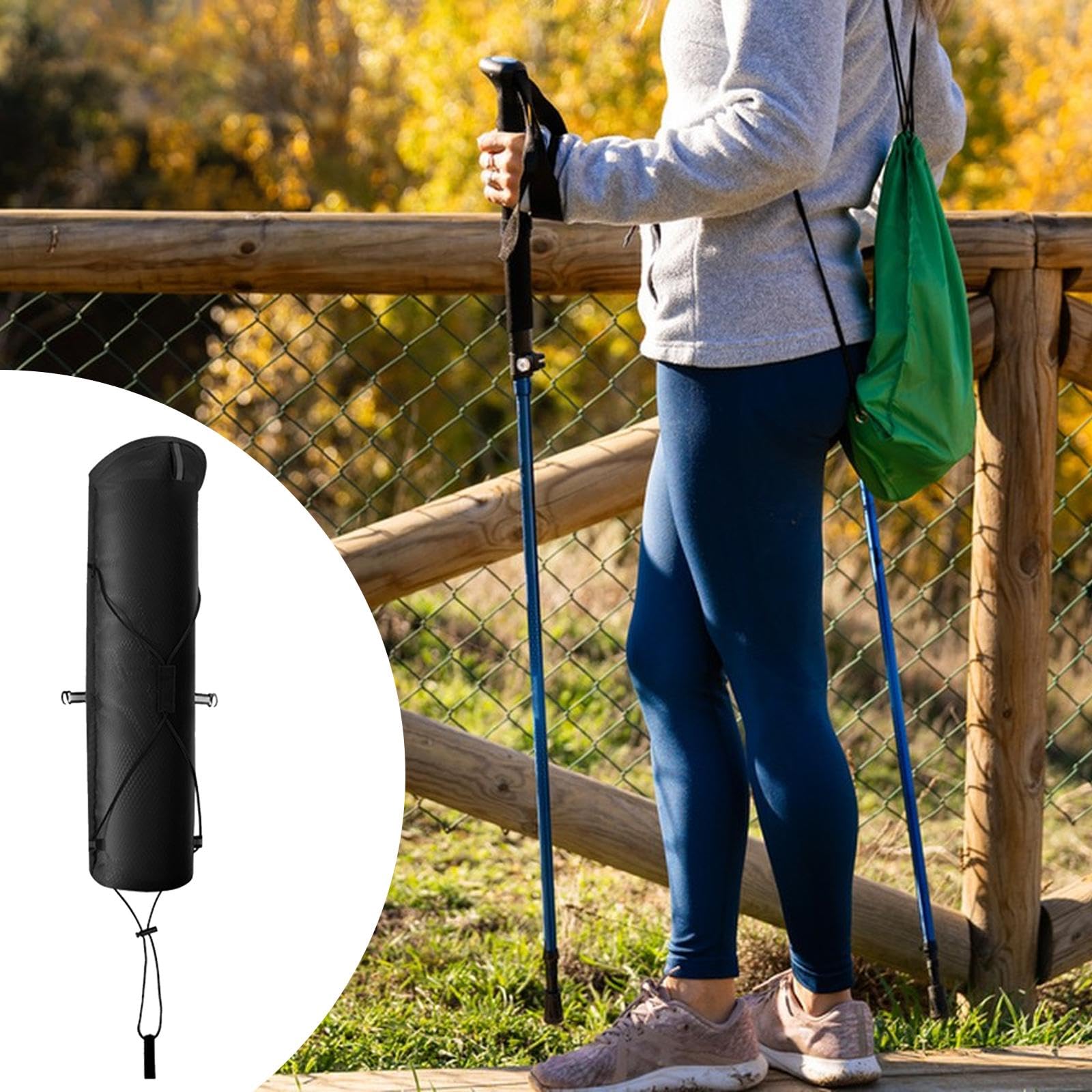 Almencla Borsa Porta Bastoncini da Trekking per Zaino Vest Sacca Porta Bastoni Pieghevole Impermeabile Poliestere Custodia Versatile Hiking Organizer