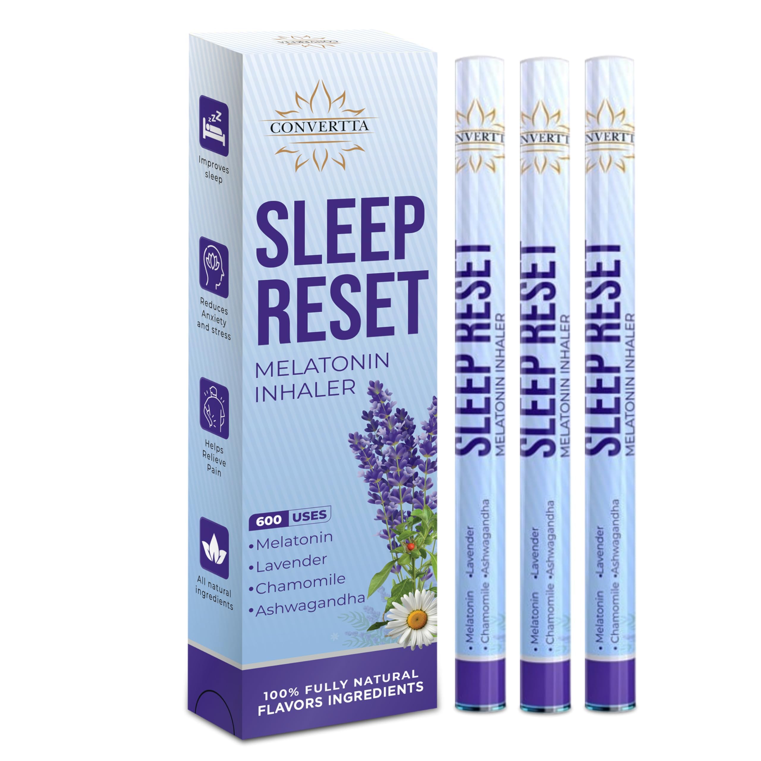 Melatonin Stick with Lavender, Chamonile and Ashwagandha with for Sleep Support and Stress Relief (3)