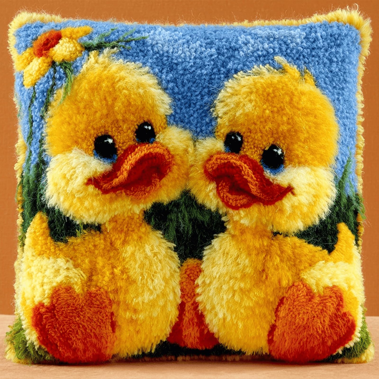 Xdeghuangss Multicolor Latch Hook Cushion Kit Diy Pillow Cover Making Kit With Yarn,Yellow Duck