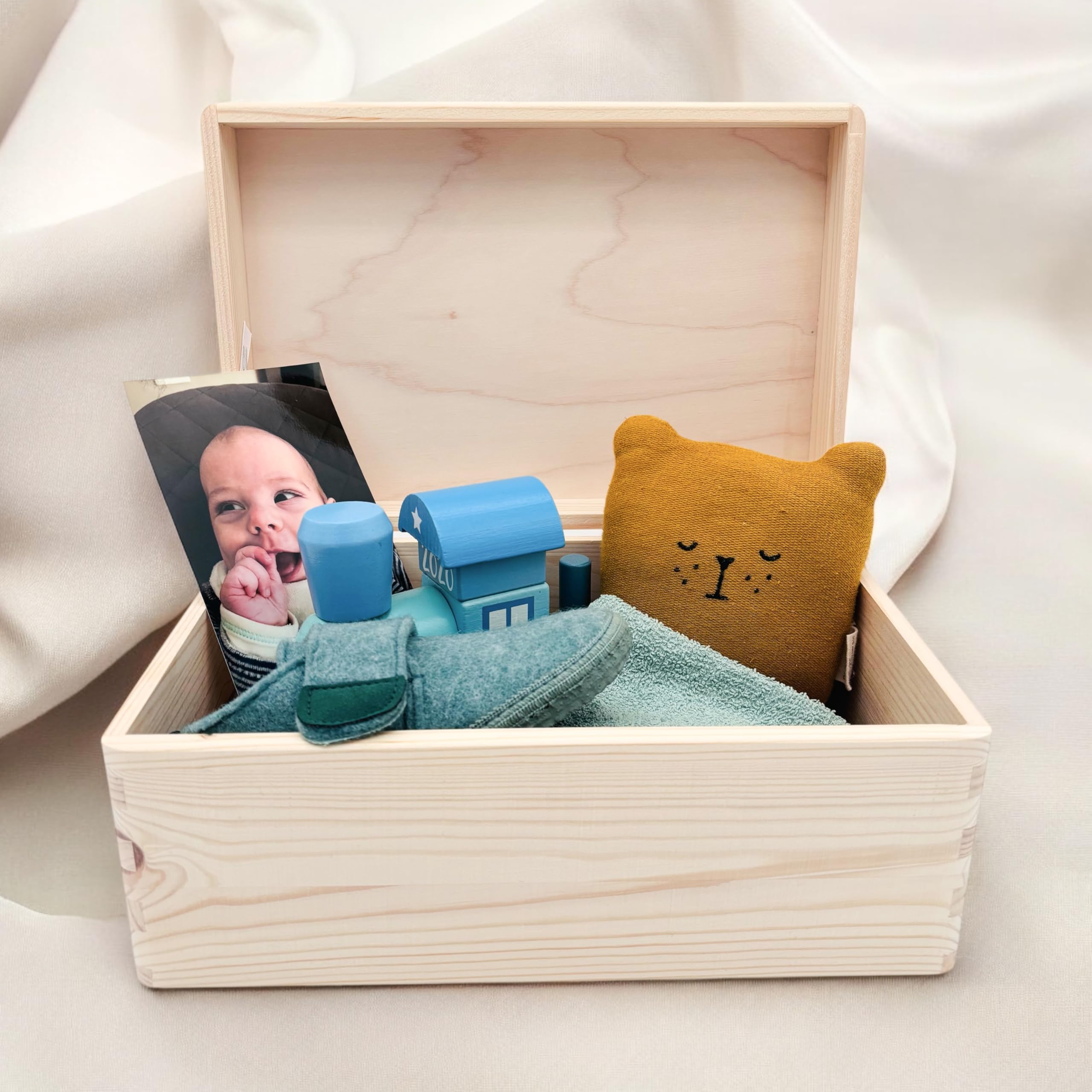 Erinnerungsbox Baby Otter personalisierte Holzkiste Erinnerungsbox Erinnerungskiste Geschenk Geburt Geburtsgeschenk Holzbox 30x20x13 cm