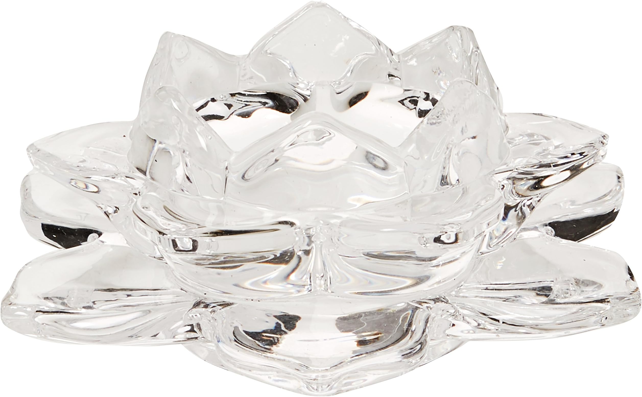 Glass Lotus Candle Holders Clear Led Tea Light Votive Holder Decorative Table Tealight Holders Partylite for Christmas Home Wedding,Set of 2