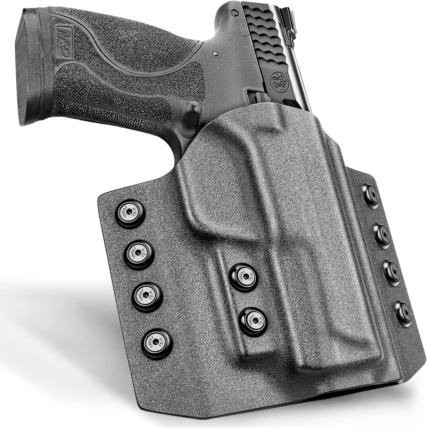 OWB Kydex Holster Fits: Glock 17 22 31丨Glock 19 19X 23 32 44 45丨M&P 9 40 45, SD9VE SD40VE丨CZ P-07丨P320 Compact, M18,XCarry, XCompact. OWB Holster for Concealed Carry, Adjustable Retention-Right Hand