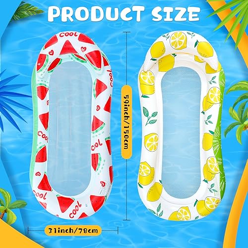 Miniatura 3 de 2 balsas inflables para piscina con reposacabezas de 59 x 31 pulgadas, flotadores de bronceado solar para adultos, hamaca de agua fría, silla para