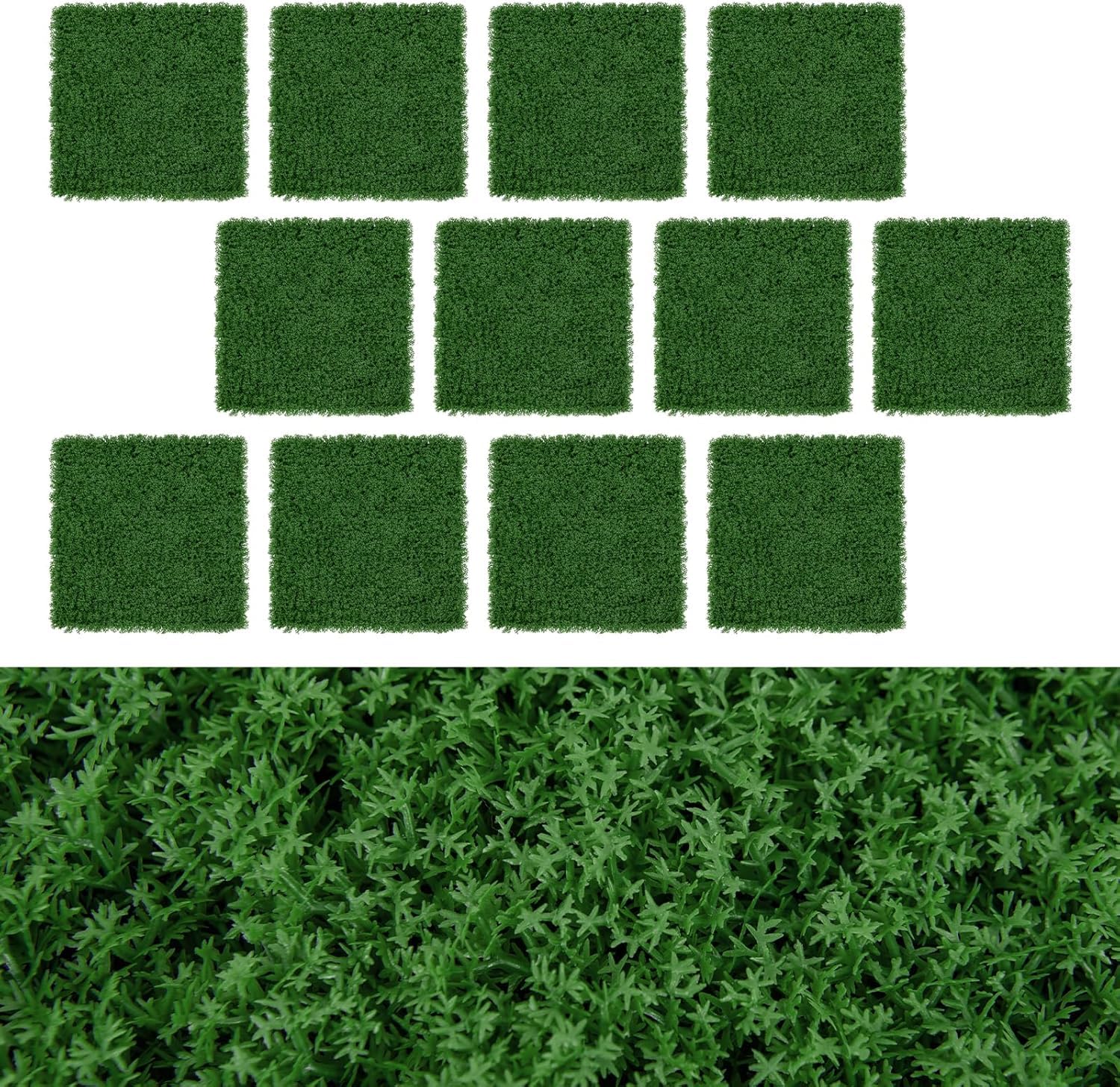 FANTASK 50,5 x 50,5 cm Pflanzenwand 12 Stk., künstliche Mooswand miteinander verbindbar, Sichtschutzhecke für Garten, Zuhause, Hof