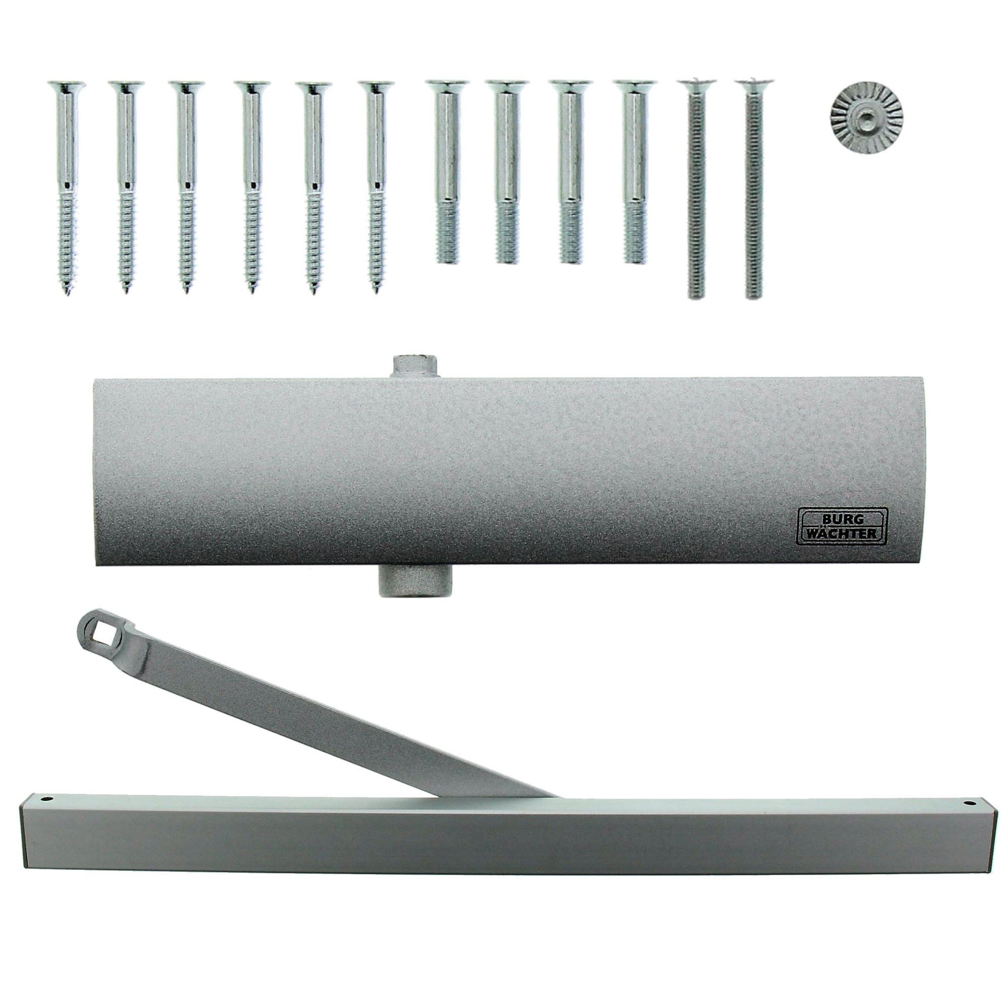 BURG-WÄCHTER Chiudiporta per porte interne, Funz. blocco, Meccanismo idraulico, Regolabile, Guida scorrimento, Largh. fino a 95 cm, Peso fino a 60 kg, GTS 513 S, Argento