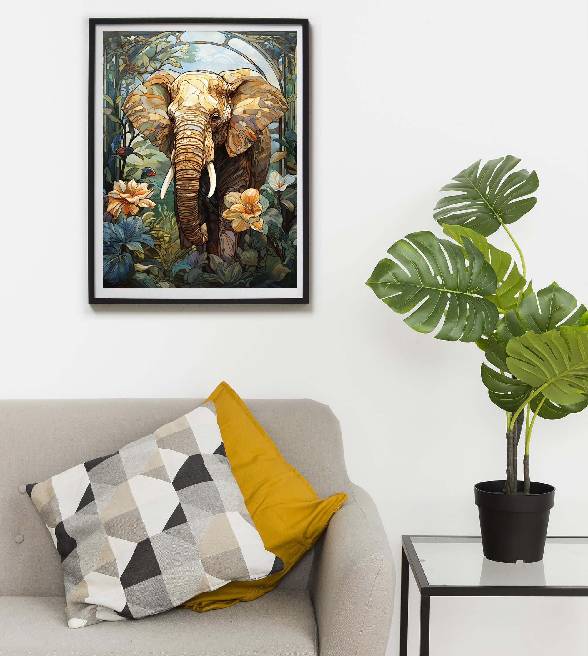 Kit De Pintura Por Números De Elefante Colorido – Marco De Madera 20x30 Cm, Pinturas Acrílicas No Tóxicas Y Pinceles, Manualidad Relax Para Adultos Y Niños, Regalo Creativo