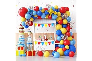 RUBFAC Carnival Circus Balloon Garland Arch Kit: 120 PCS Red Yellow Blue Balloons