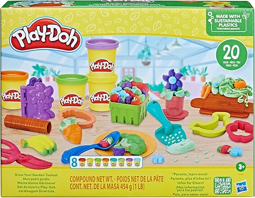 Miniatura 2 de Play-Doh Juego de herramientas para hacer crecer tu jardín hecho con plásticos sostenibles, 20 accesorios, 8 colores, juguetes para niños y niñas de