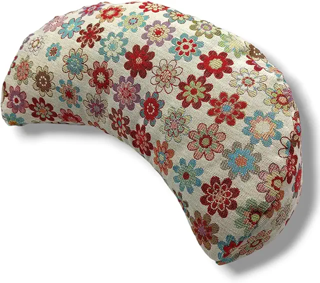 Zafu Yoga Media Luna Flores - Cojín Meditación Relleno Sarraceno