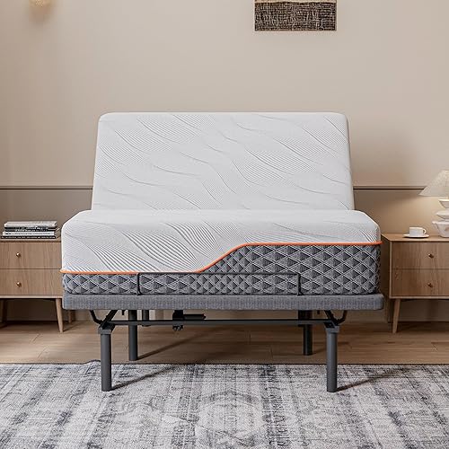 Miniatura 3 de ESHINE Colchón híbrido de 14 pulgadas tamaño Queen  marco de cama ajustable resortes de bolsillo independientes colchón de gel fresco de lujo fácil