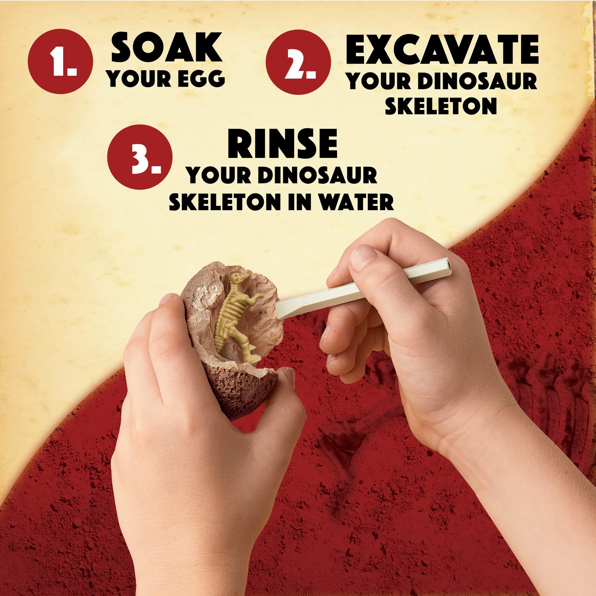 MindWare Dig It Up! Dinosaur Skeleton Eggs Excavation kit - Comes with 12 Clay Eggs, 12 Chisel Tools and 12 Instruction Sheets - Image 4