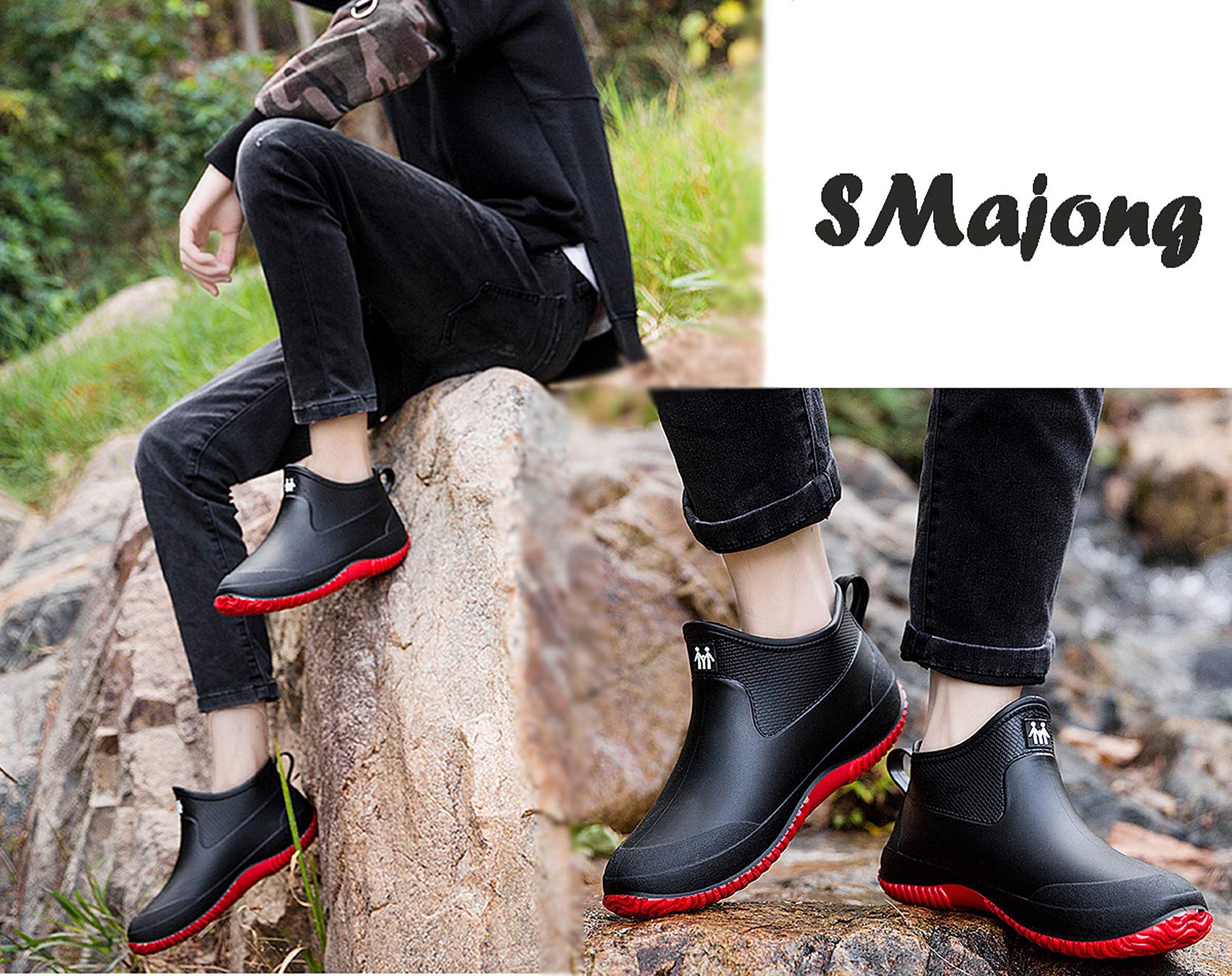 SMajong Stivali in Gomma Uomo Donna Impermeabili Scarpe da Giardinaggio Antiscivolo Scarpe da Pioggia 34-43 EU