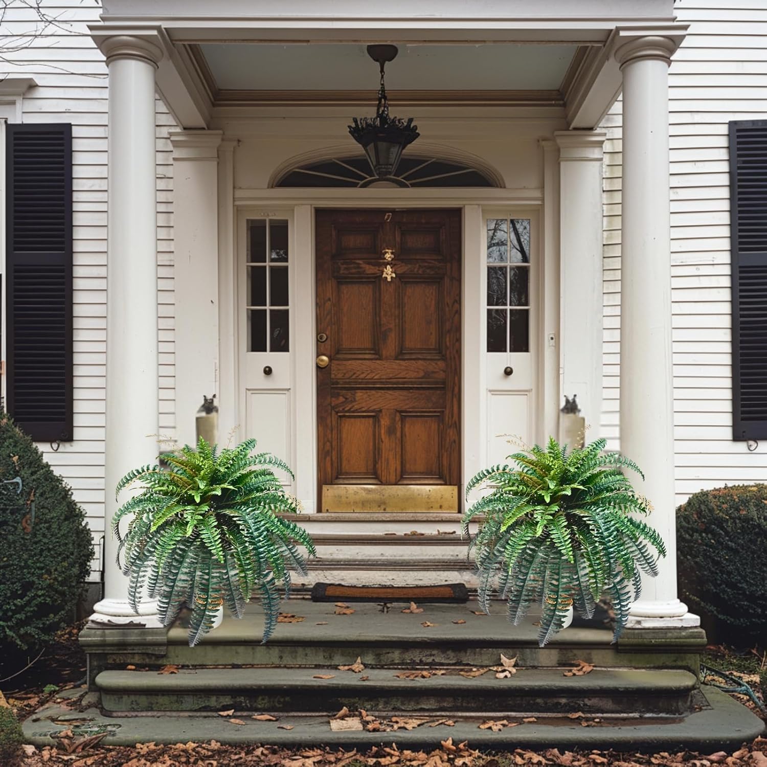 90 Branches Giant Artificial Boston Ferns for Outdoors Large –UV Resistant Lifelike Faux Fern, Realistic Silk Greenery Plants Large Office, Home Decor,48 Inch Fake Fern Leaf Green.No Base. - Image 5