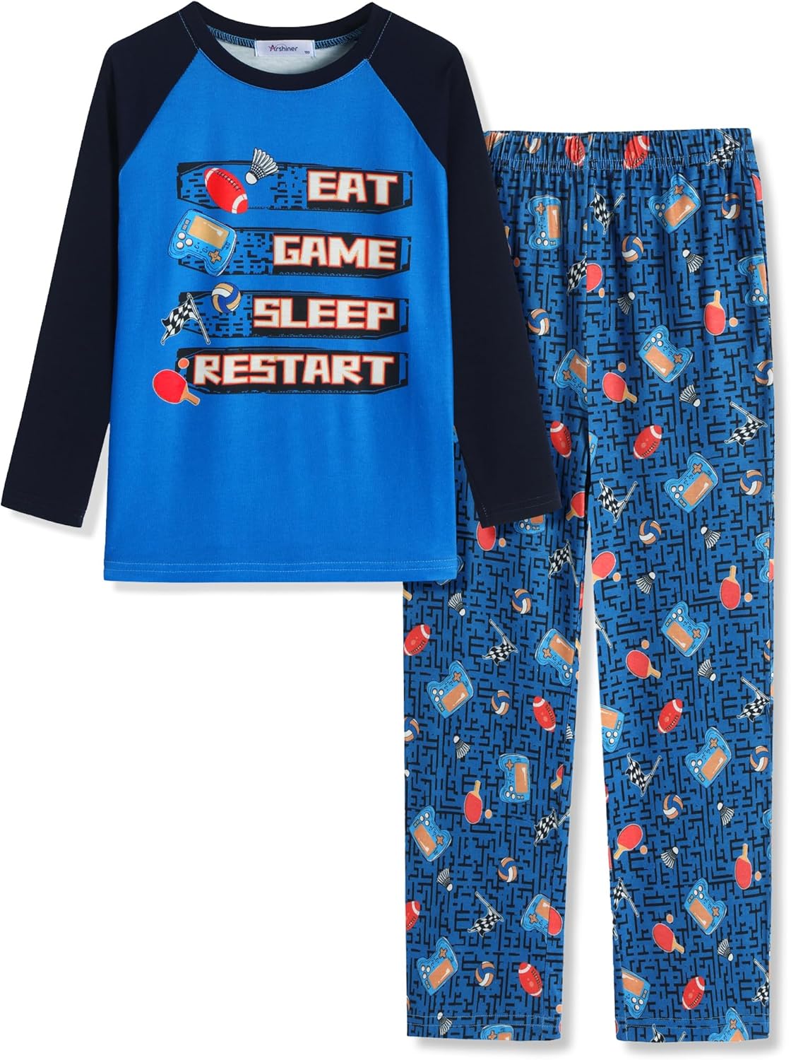 Arshiner Boys Pajamas Set Long Sleeve Sleepwear 2 Piece Pajama Set for Big Boys 6-14 Years