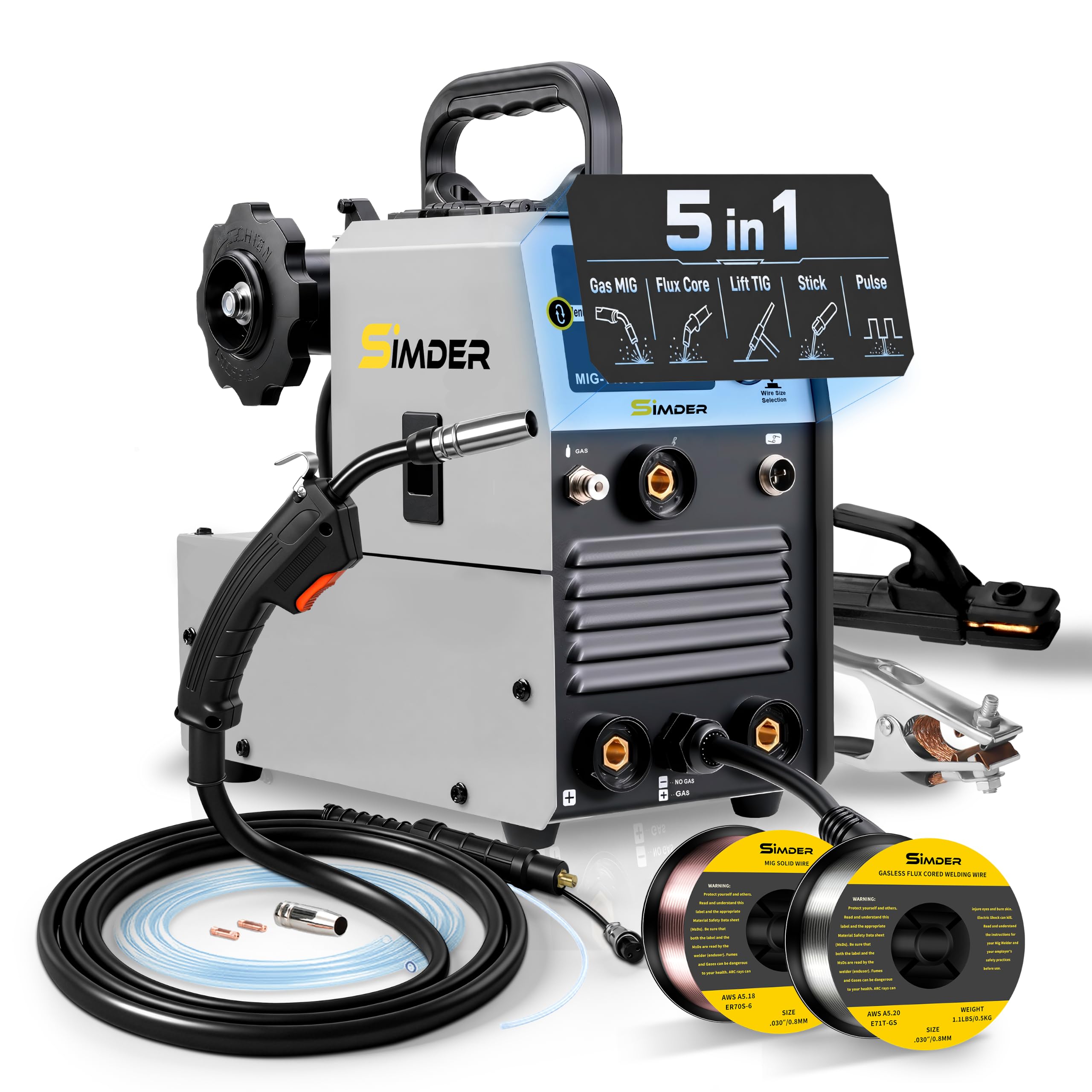 SSimder 5 in 1 Multiprocess Pulse MIG Welder, 140A for Home Garage DIY