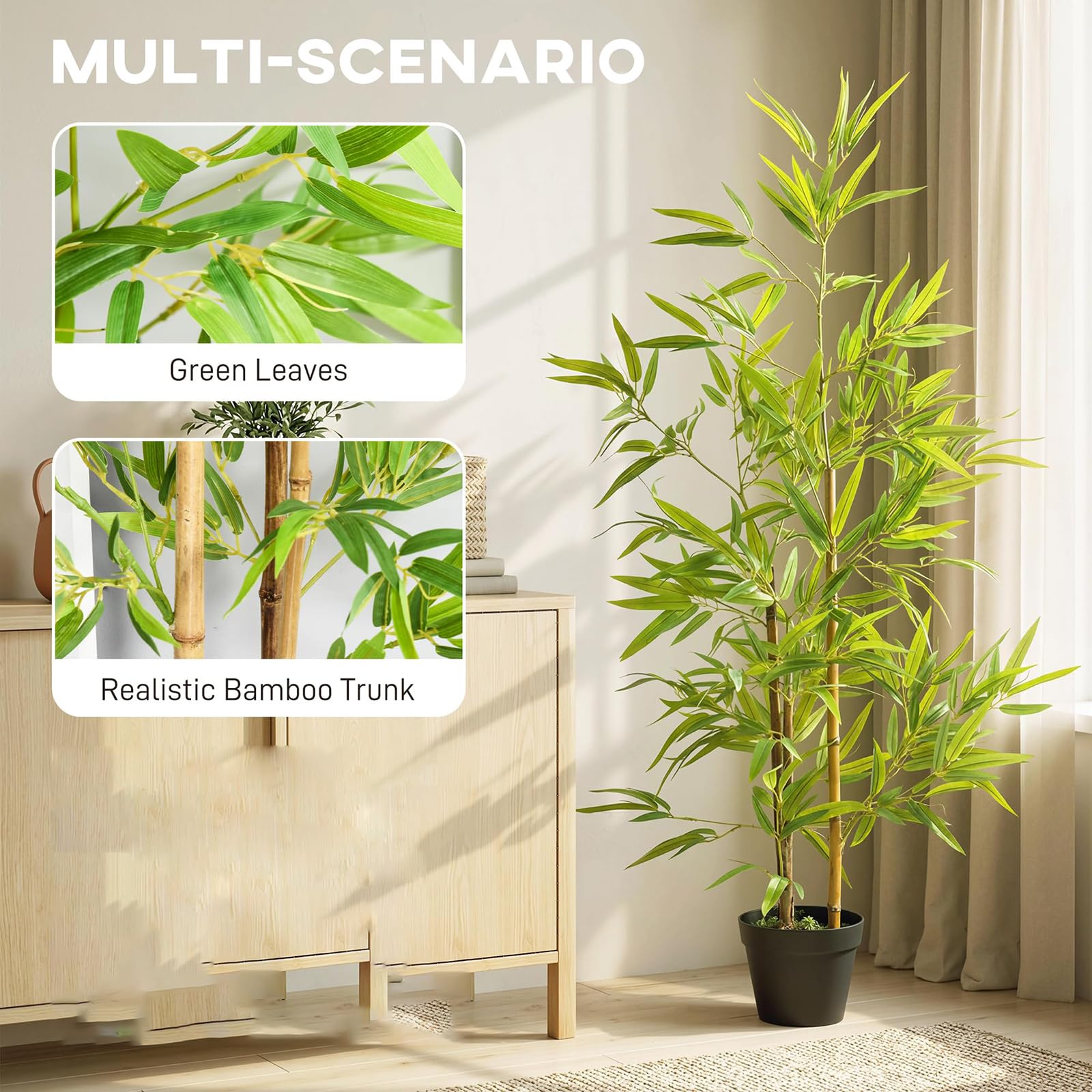 Bambou Artificiel Pot, Plante D'intérieur Aux Feuilles Vertes