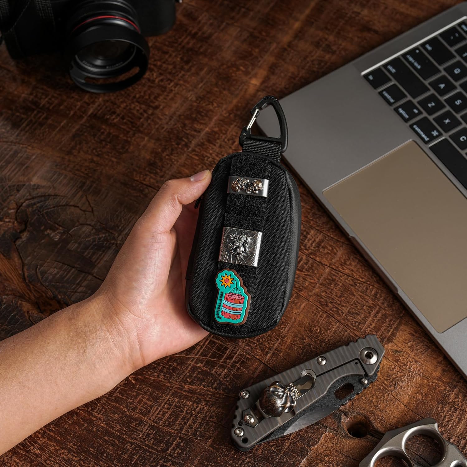 TACTICAL_GEEK Storage A7 EDC Key Bag Molle Pouch, Waterproof Zipper Wallet Car Key Case, Multipurpose Pocket Organizer, Unisex Tac Pouch with Patch Area for Daily Carry, Black - Image 8